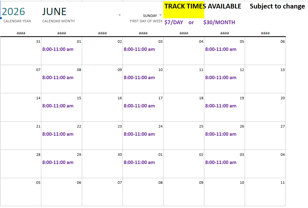 June 2026 Track